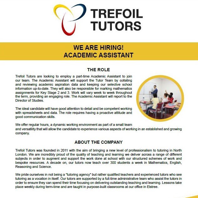 WE ARE RECRUITING: ACADEMIC ASSISTANT (PART-TIME)